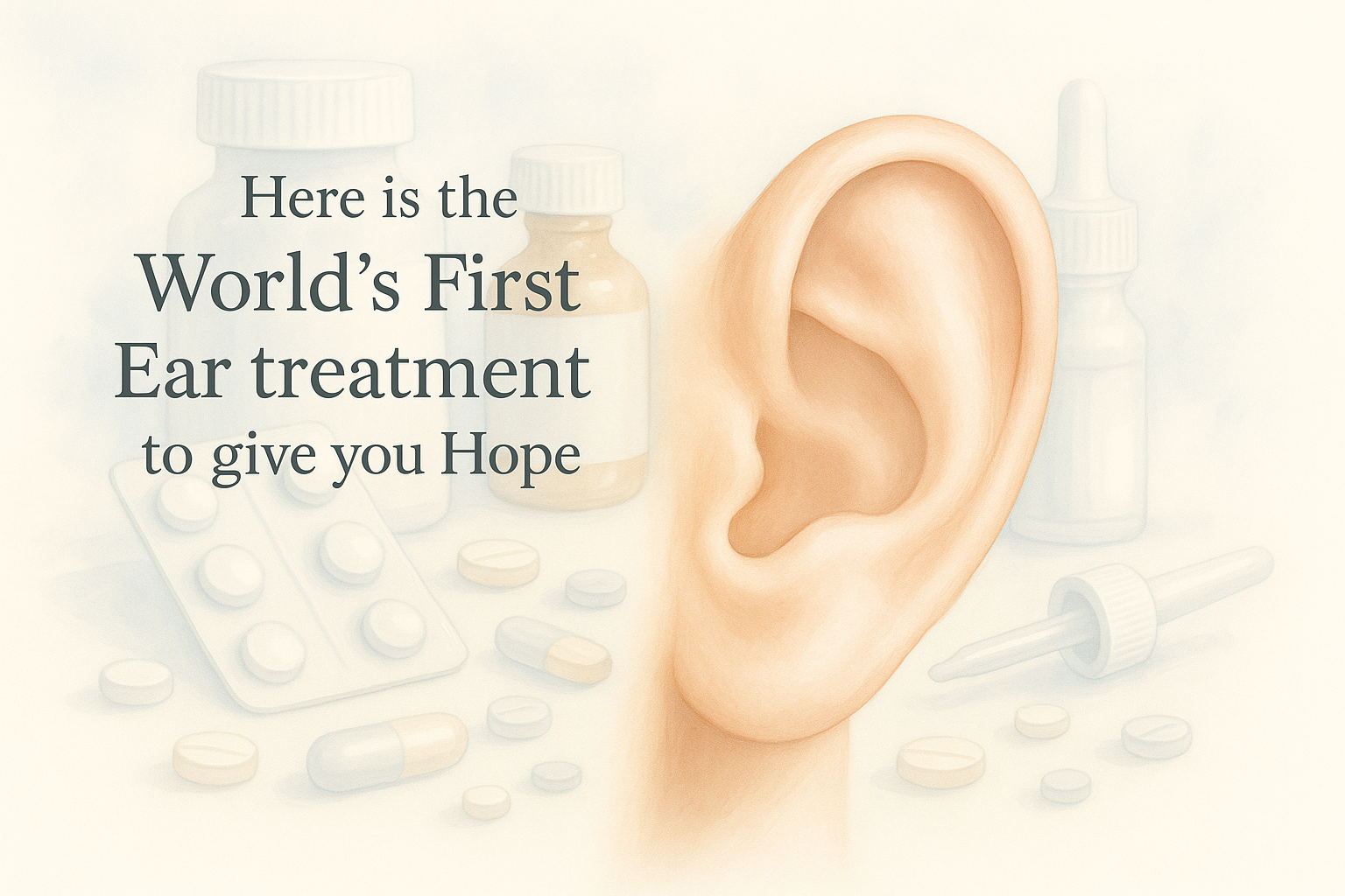 use this same image and write on it "Here is the World's First Ear treatment to give you Hope"
